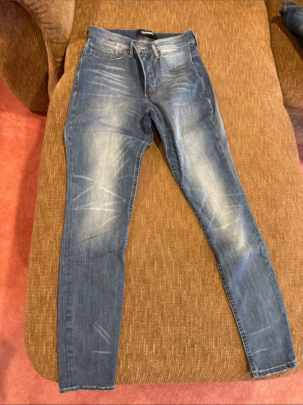 Express Women's Blue Jeggings - Faded Wash Skinny size 6R